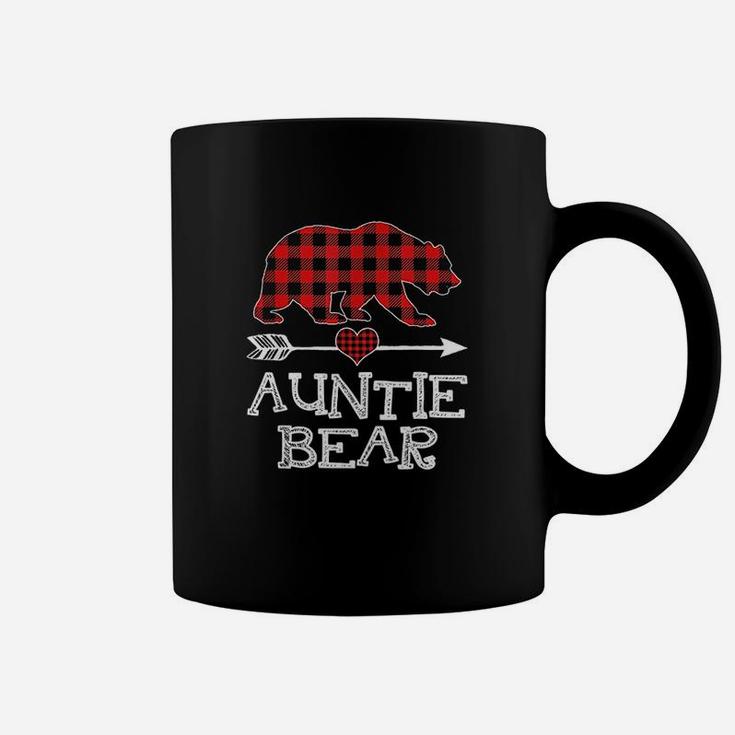 Auntie Bear Christmas Pajama Red Plaid Buffalo Family Gift Coffee Mug