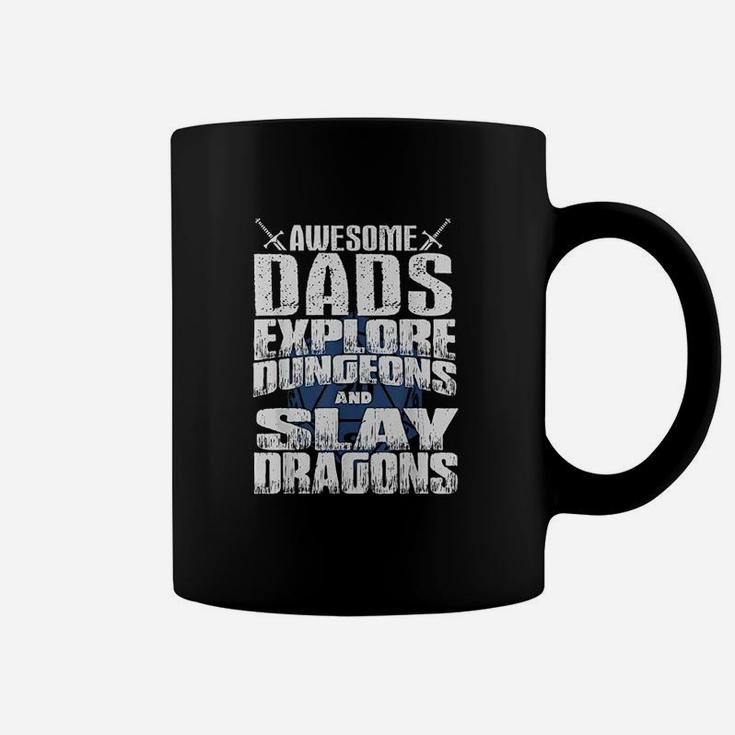 Awesome Dads Explore Dungeons D20 Tabletop Rpg Fantasy Gamer Coffee Mug