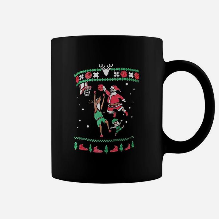 Basketball Christmas Dunking Santa Funny Ugly Christmas Coffee Mug