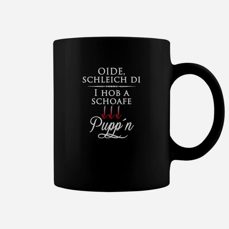 Bayerisches Spruch Tassen Oide, schleich di mit Krallenabdruck, Schwarzes Tee