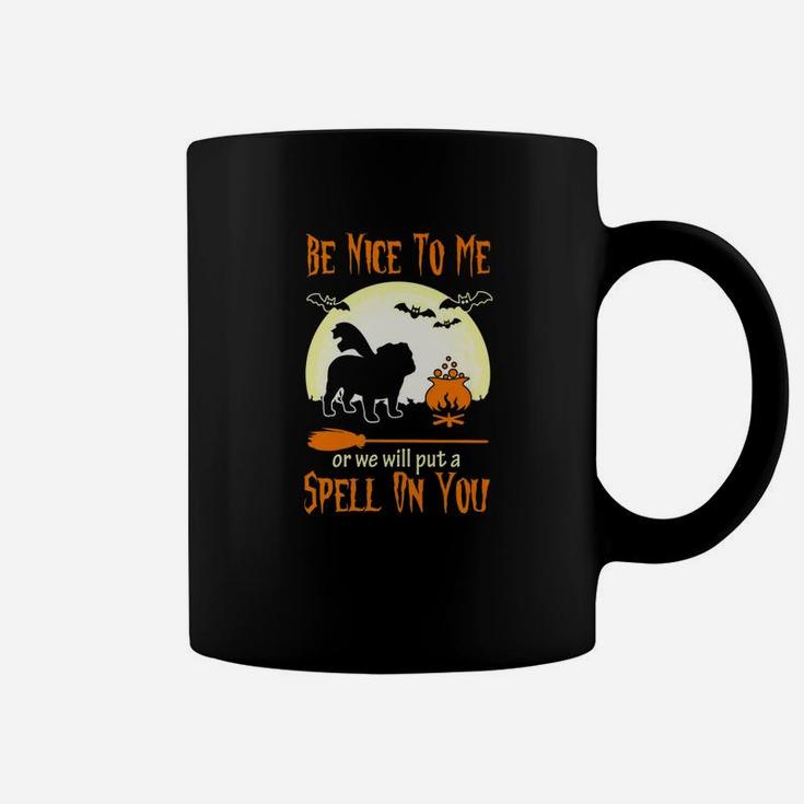 Be Nice To Me English Bulldog Dog Halloween Funny Coffee Mug