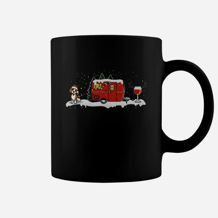 Beagle Camping And Wine Christmas Dog Lovers Coffee Mug