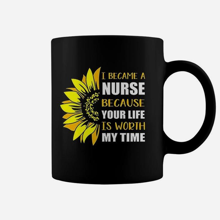 Became A Nurse Sunflower, funny nursing gifts Coffee Mug