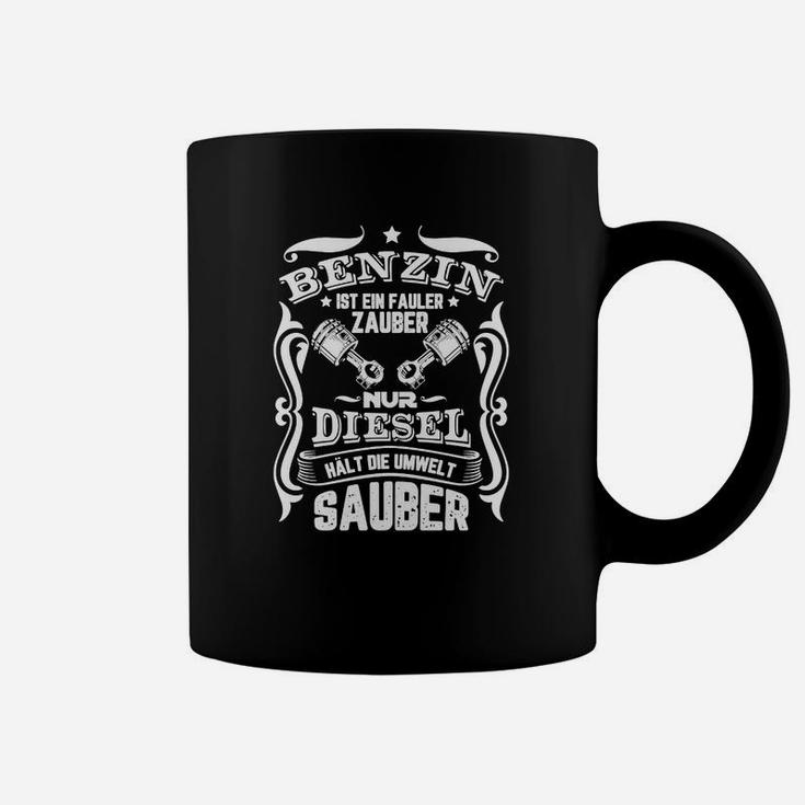 Benzin & Diesel Tassen, Umweltbewusst Statement in Schwarz