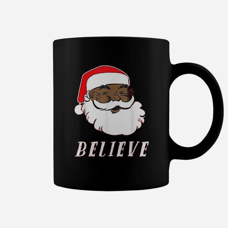Black African American Christmas Santa Believe Coffee Mug