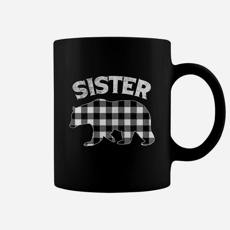 Black And White Buffalo Plaid Sister Bear Christmas Coffee Mug
