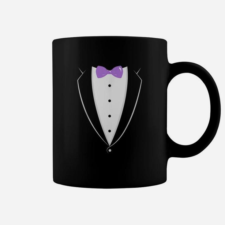 Black And White Tuxedo With Lavender Bow Tie Coffee Mug