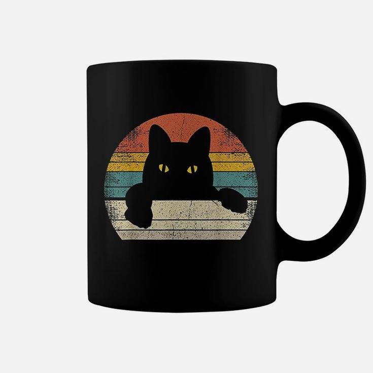 Black Cat Vintage Retro Style Cats Lover Coffee Mug