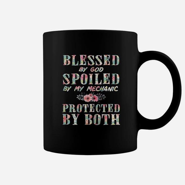 Blessed By God Spoiled By My Mechanic Wife Women Gift Coffee Mug