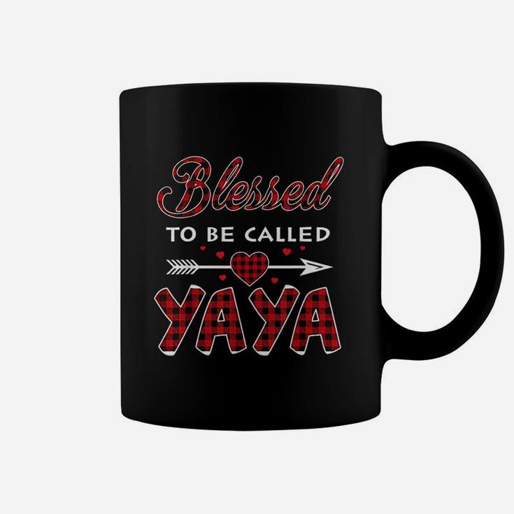 Blessed To Be Called Yaya Buffalo Plaid Grandma Christmas Coffee Mug