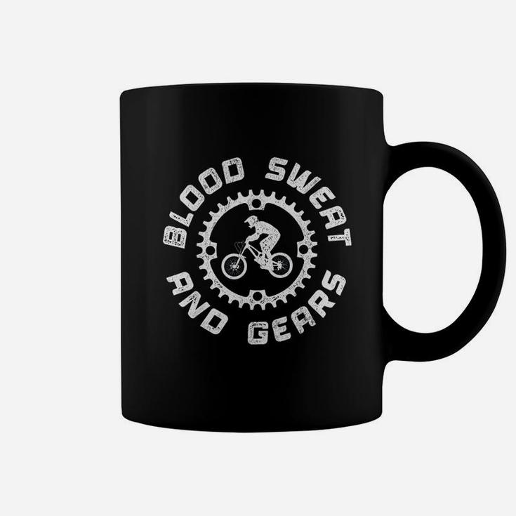 Blood Sweat And Gears Mountain Biking Vintage Bicycle Gear Coffee Mug