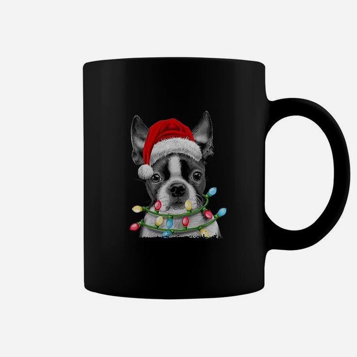 Boston Terrier Santa Christmas Tree Lights Xmas Gifts Boys Coffee Mug