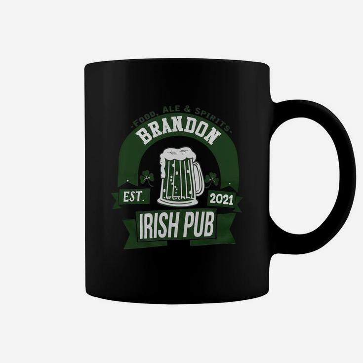 Brandon Irish Pub Food Ale Spirits Established 2021 St Patricks Day Man Beer Lovers Name Gift Coffee Mug