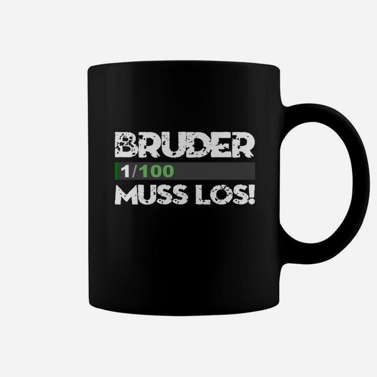 Bruder Muss Los Tassen, Lässiges Schwarzes Herrenshirt mit Spruch