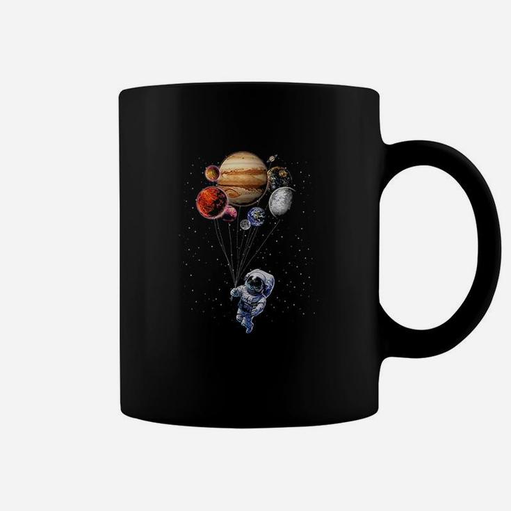 Cat As Astronaut In Space Holding Planet Balloon Coffee Mug