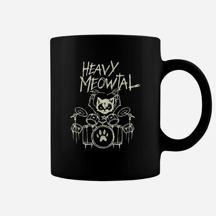 Cat Heavy Metal Headbanger Gift Drummer Cat Playing Drum Meowtal Coffee Mug