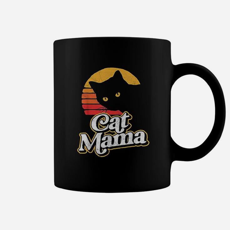 Cat Mama Vintage Eighties Style Cat Retro Distressed Coffee Mug