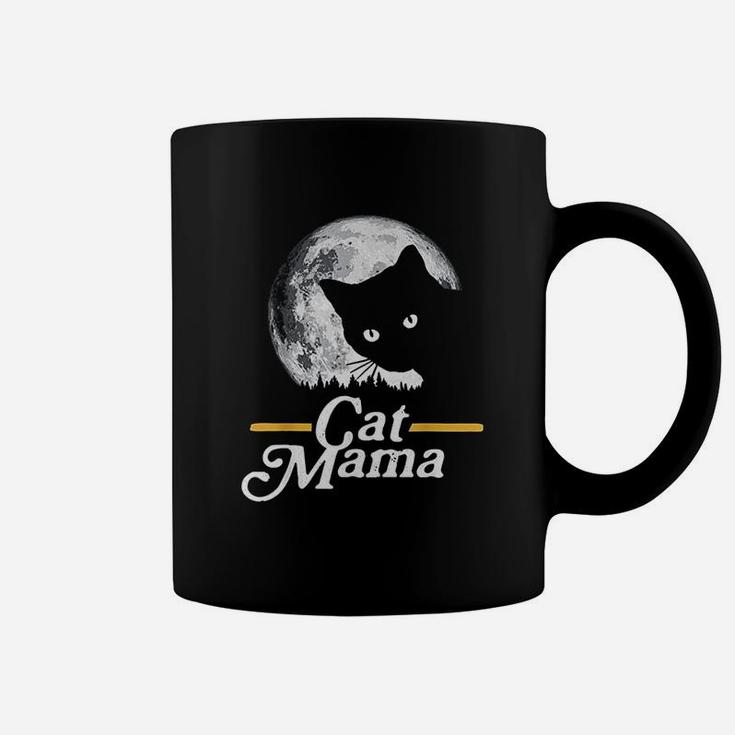 Cat Mama Vintage Eighties Style Cat Retro Full Moon Coffee Mug