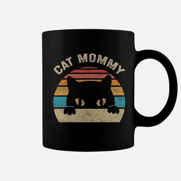 Cat Mommy Vintage Retro Black Cats Coffee Mug