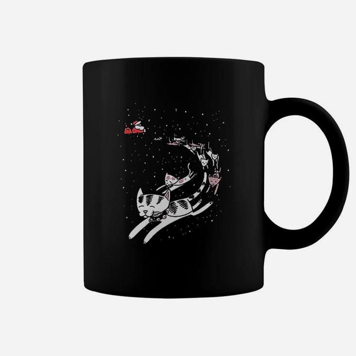 Cat Reindeer Sleigh Christmas Coffee Mug