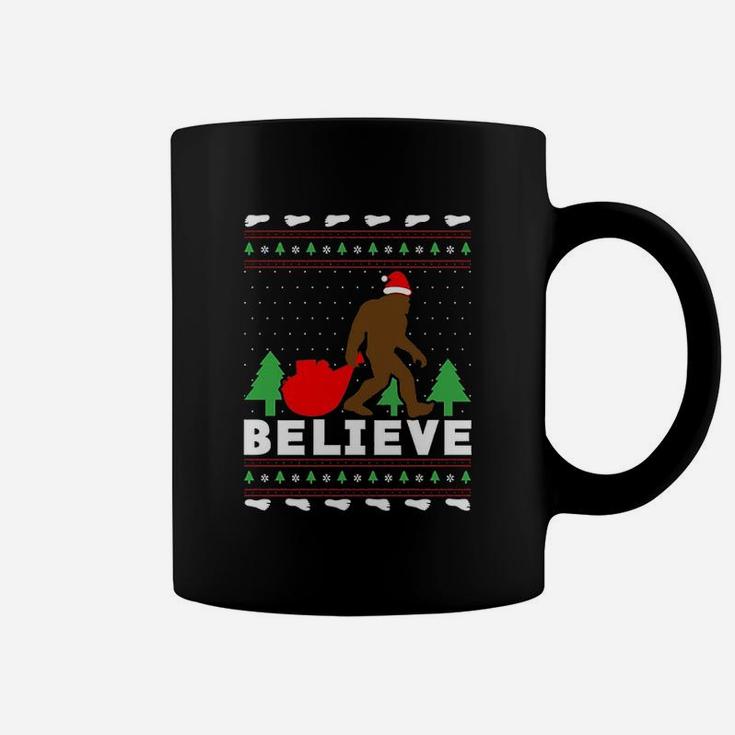Christmas Santa Bigfoot Believe Bigfoot Ugly Christmas Coffee Mug