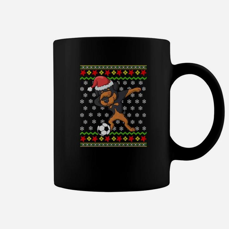 Christmas Shirt Dabbing Rottweiler Dog Soccer Gift Funny Coffee Mug