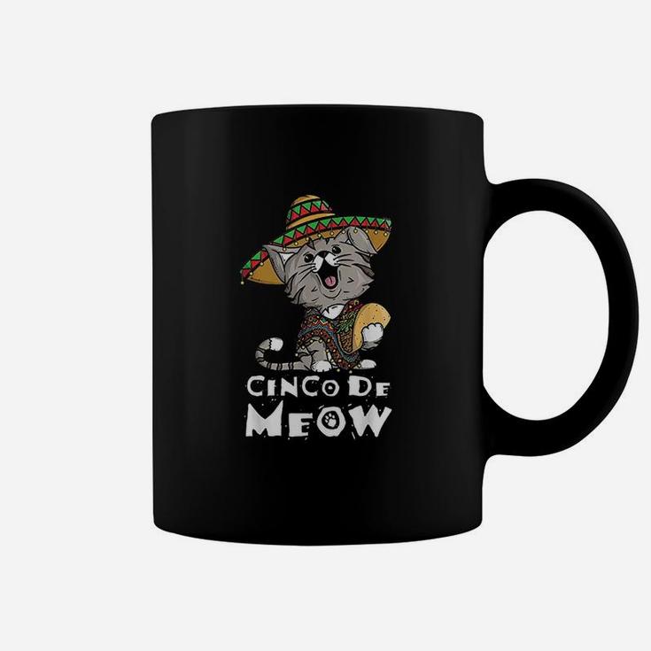 Cinco De Meow With Smiling Cat Taco And Sombrero Coffee Mug