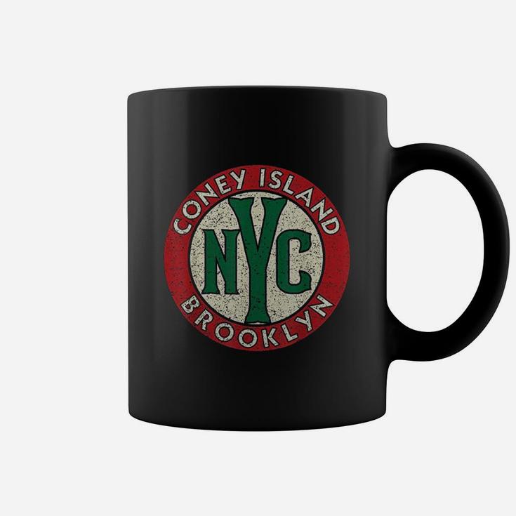 Coney Island Brooklyn Nyc Vintage Road Sign Distressed Print Coffee Mug