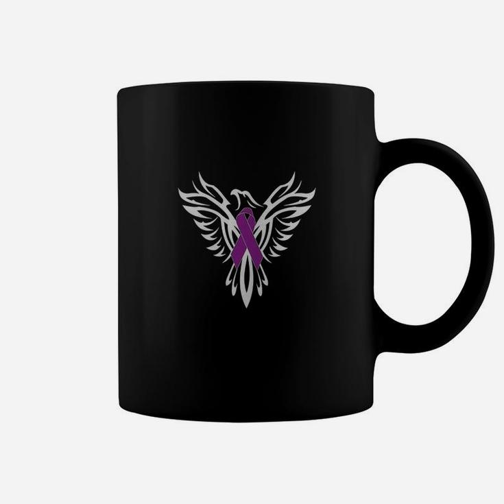 Crohns Disease Awareness Tee Purple Ribbon Phoenix Warrior P Coffee Mug