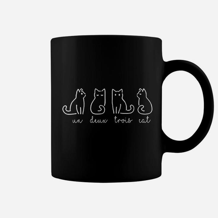 Cute Abstract Un Deux Trois Cat French Kitty Coffee Mug