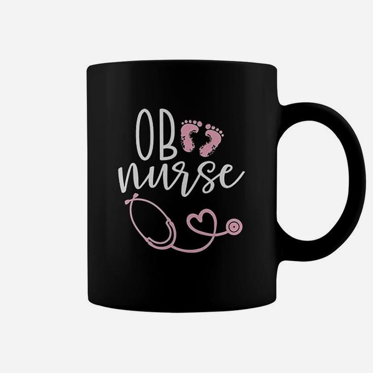 Cute Ob Nurse Baby Feet Heart Design Coffee Mug