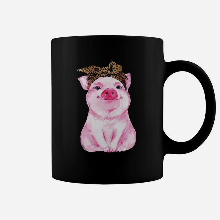 Cute Pig Lady Wear Leopard Skin Mothers Day Pig Mom Coffee Mug