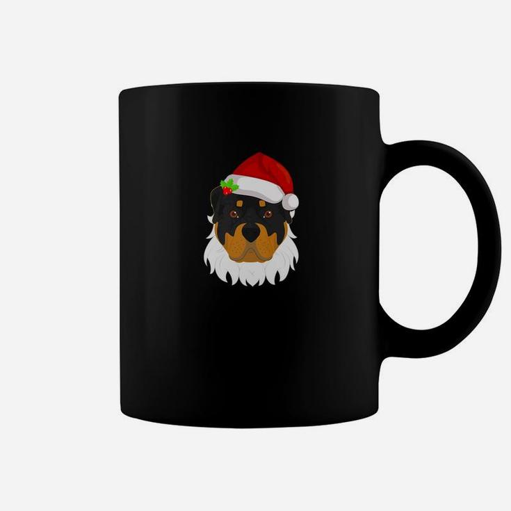Cute Rottweiler With Santa Hat And Beard Christmas Gifts Ts Coffee Mug