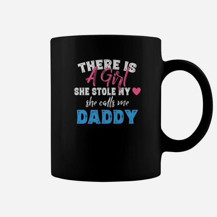 Dad Gifts Shirts Girl Stole My Heart Calls Me Daddy Coffee Mug