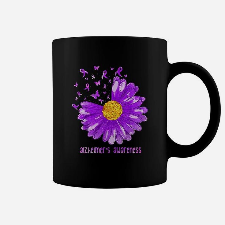 Daisy Butterfly Purple Ribbon Alzheimer's Awareness Coffee Mug