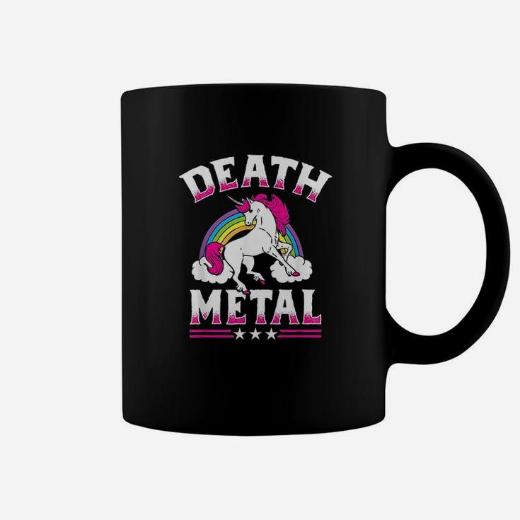 Death Metal Rainbow And Unicorn Heavy Rock Music Lover Gift Coffee Mug