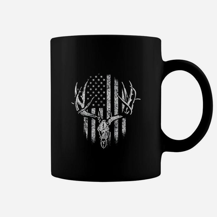 Deer Skull Hunters America Flag Fathers Day Hunting Lover Coffee Mug