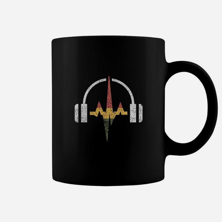 Distressed Headphones And Rasta Music Wave Coffee Mug