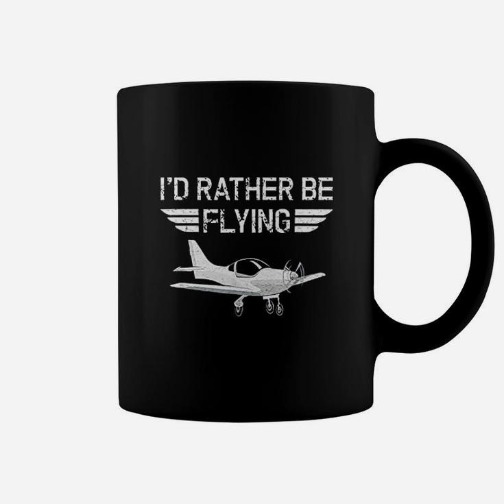 Distressed Id Rather Be Flying Funny Airplane Pilot Coffee Mug