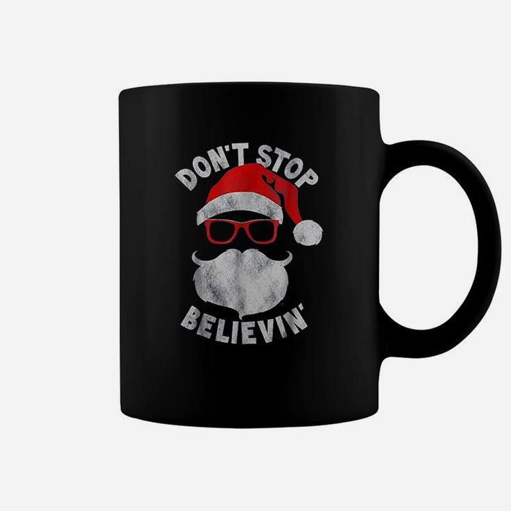 Dont Stop Believing Santa Cool Glasses Christmas Coffee Mug