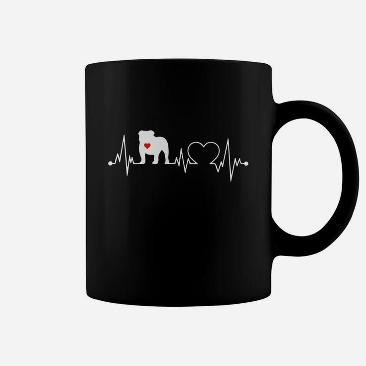 English Bulldog Heartbeats Coffee Mug