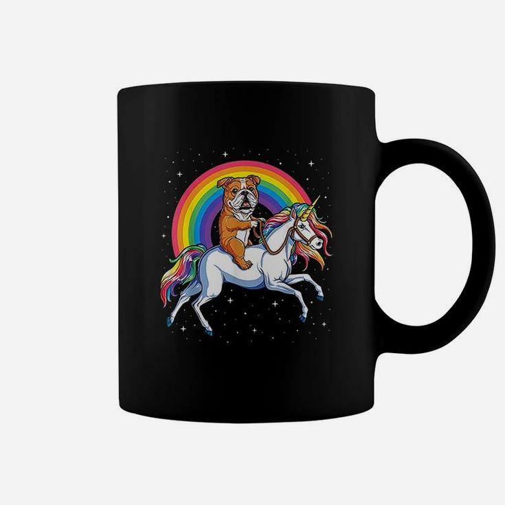 English Bulldog Unicorn Girls Space Galaxy Rainbow Coffee Mug