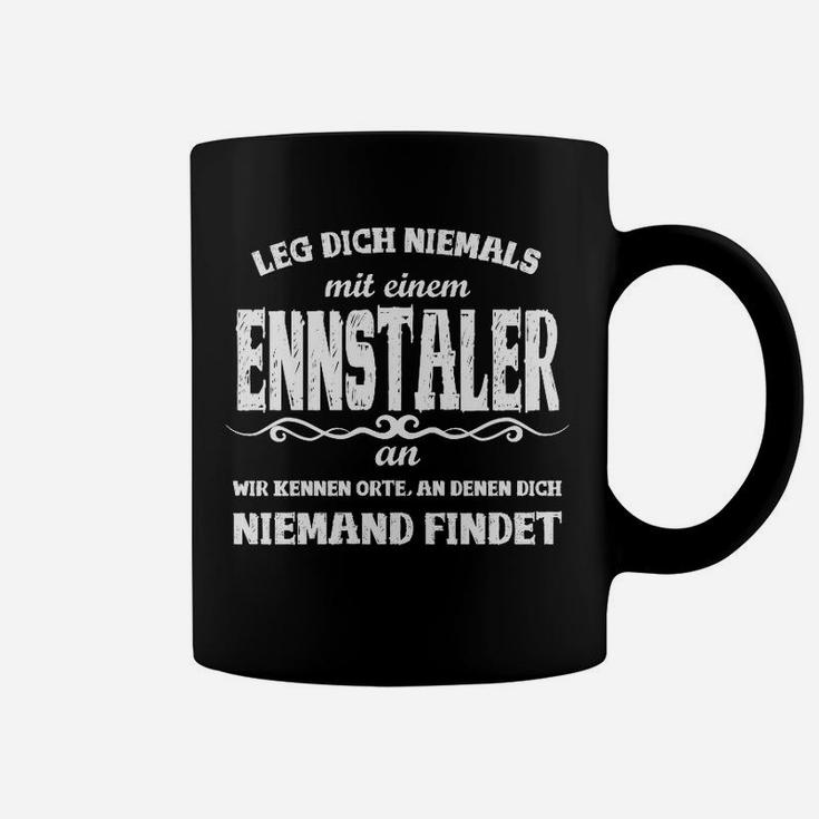 Ennstaler Stolz Spruch Tassen in Schwarz, Heimatliebe Tee