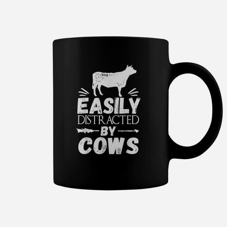 Farmer Funny Gift Easily Distracted By Cows Coffee Mug