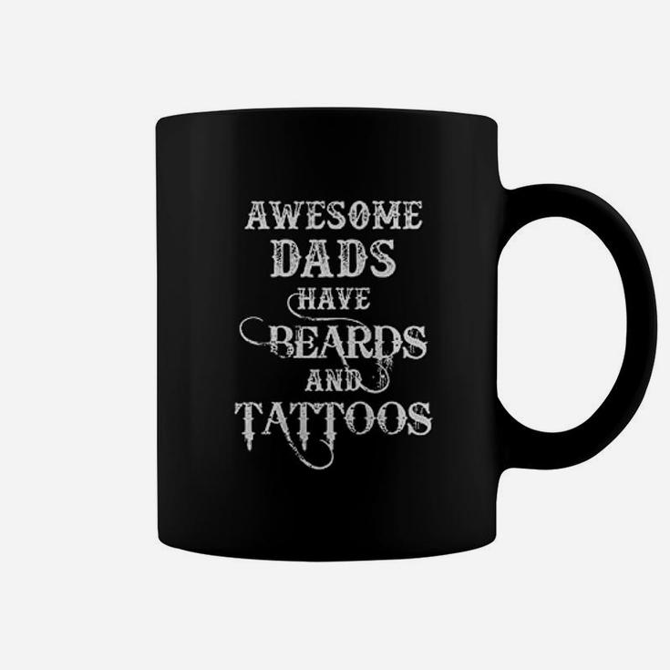 Father And Son Daughter Beards And Tattoos Fathers Day Coffee Mug