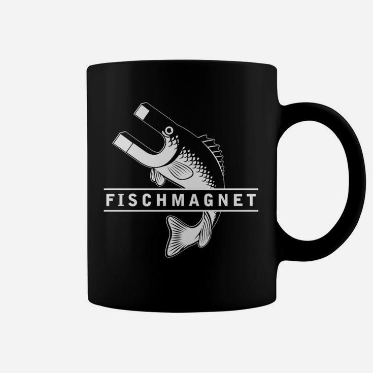Fischmagnet Angler-Tassen, Schwarz mit Magnet & Fisch Design