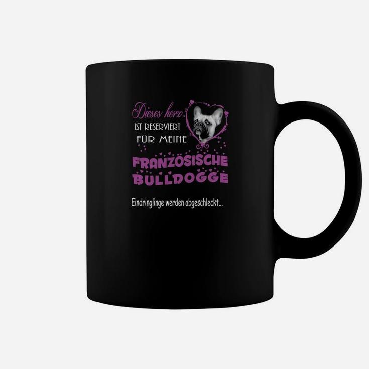 Französische Bulldoggen Liebhaber Tassen, Schwarz mit Herz & Pfoten