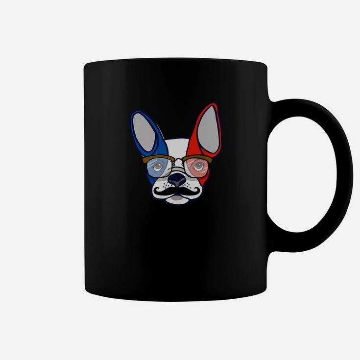 French Bulldog In Glasses Flag Of France Blue White Red Coffee Mug