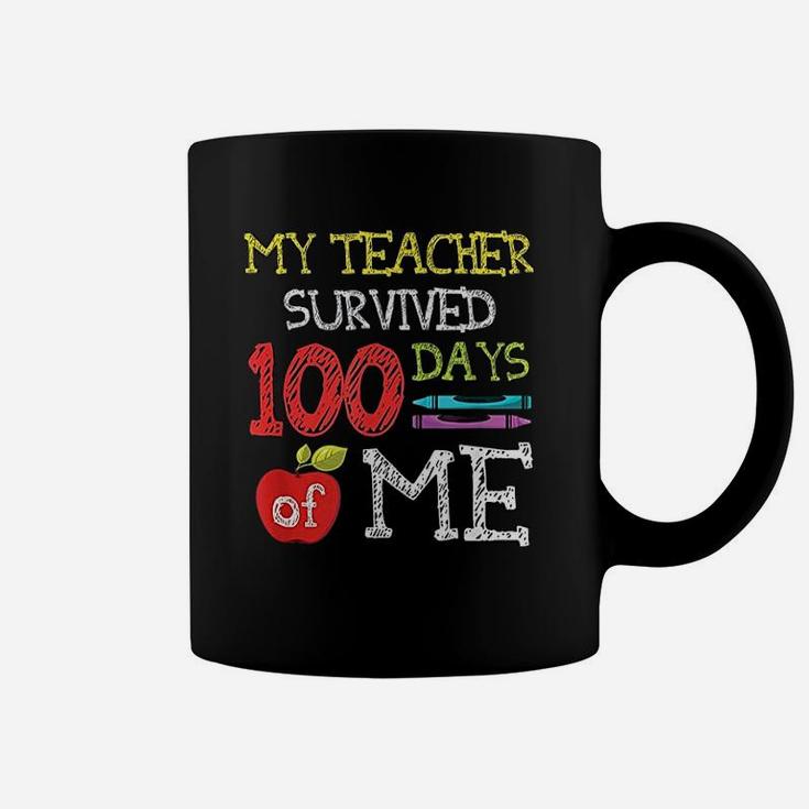Funny 100 Days Of School My Teacher Survived 100 Days Of Me Coffee Mug