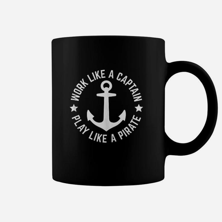 Funny Boating Work Like Captain Play Like Pirate For Boaters Coffee Mug